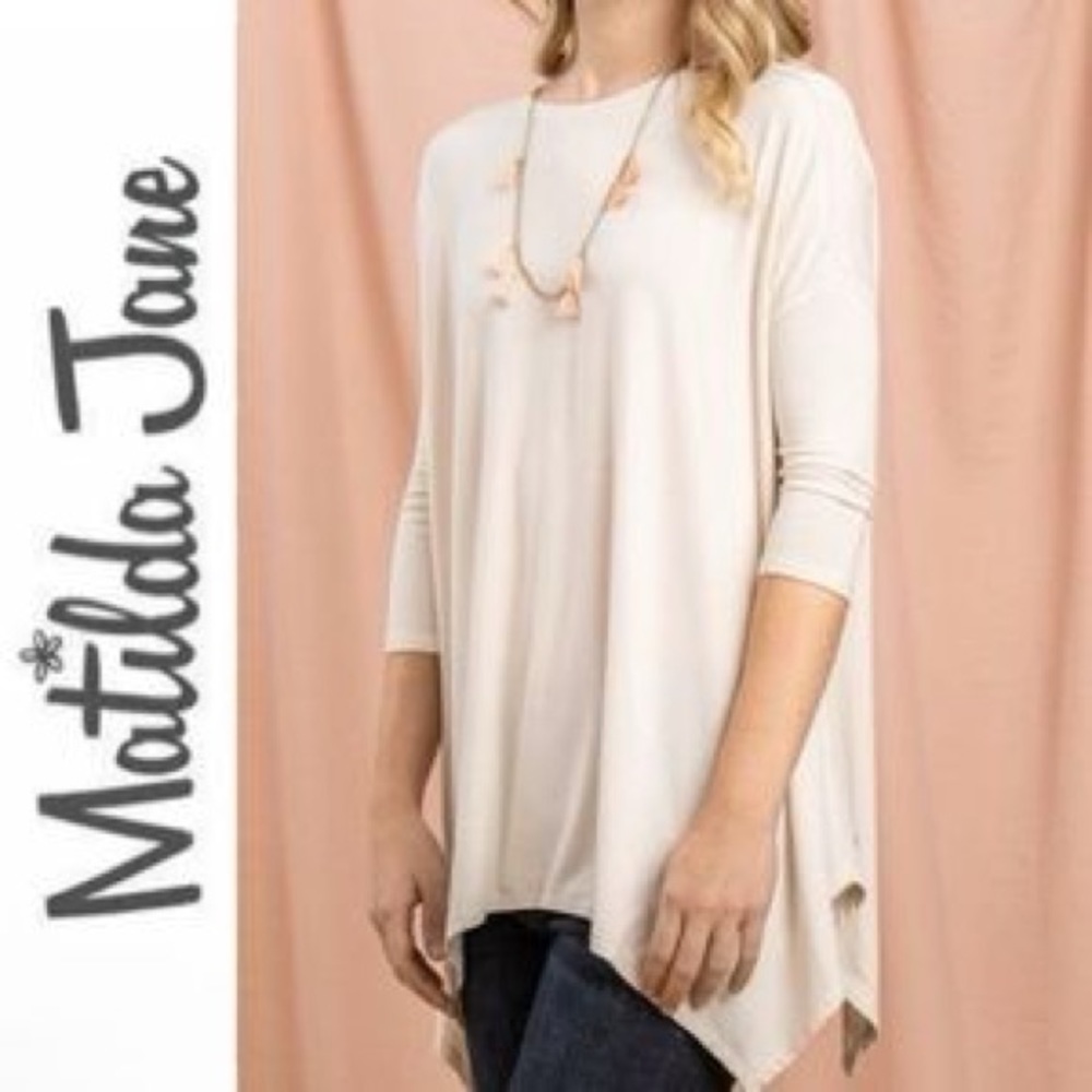 Matilda Jane Adult “piko” style shirt cream colored